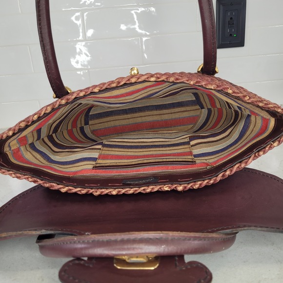 Vintage‎ Saks Fifth Avenue Woven Straw & Leather Handbag - Picture 12 of 12